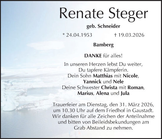 Anzeige von Renate Steger von MGO