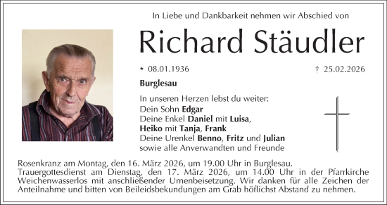 Anzeige von Richard Stäudler von MGO