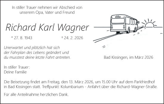 Anzeige von Richard Karl Wagner von MGO