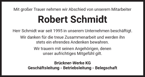 Anzeige von Robert Schmidt von MGO