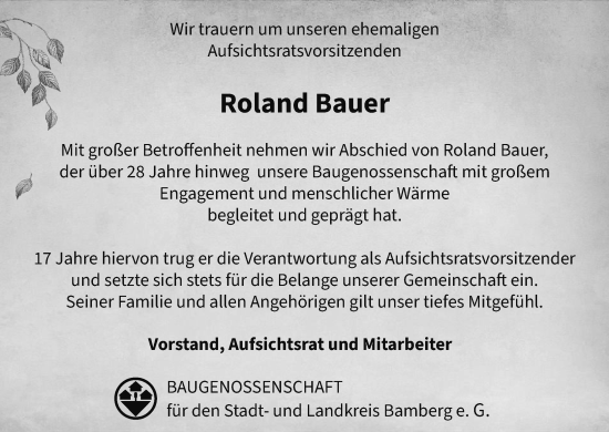 Anzeige von Roland Bauer von MGO