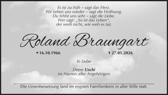 Anzeige von Roland Braungart von MGO