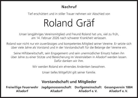 Anzeige von Roland Gräf von MGO
