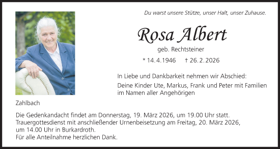 Anzeige von Rosa Albert von MGO