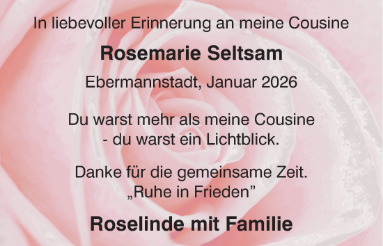 Anzeige von Rosemarie Seltsam von MGO