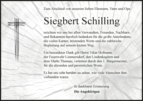 Anzeige von Siegbert Schilling von MGO