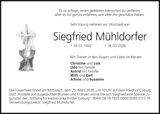 Anzeige von Siegfried Mühldorfer von MGO