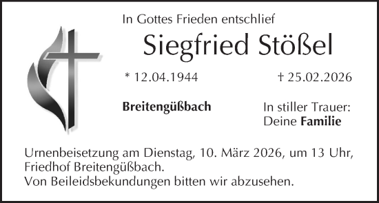 Anzeige von Siegfried Stößel von MGO