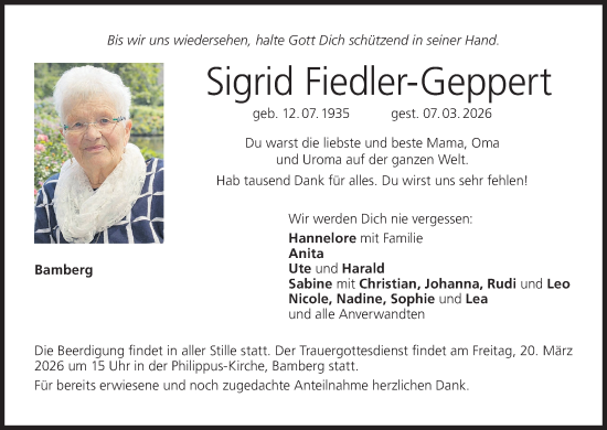 Anzeige von Sigrid Fiedler-Geppert von MGO