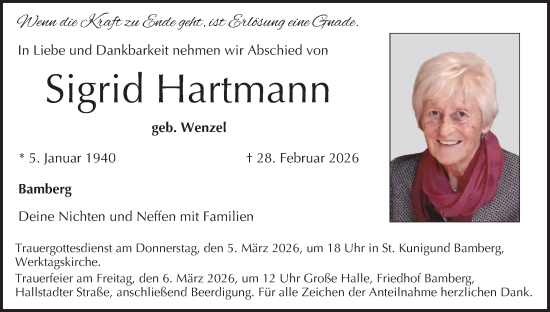 Anzeige von Sigrid Hartmann von MGO