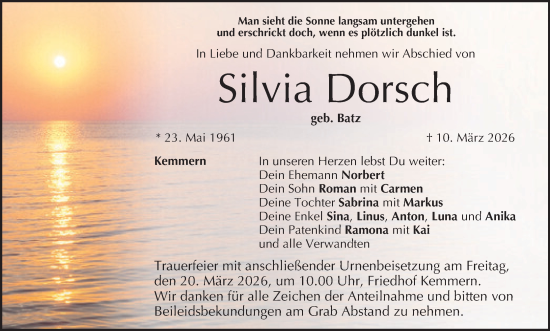 Anzeige von Silvia Dorsch von MGO