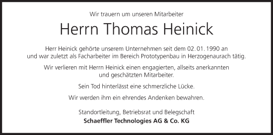 Anzeige von Thomas Heinick von MGO