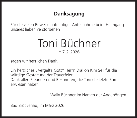 Anzeige von Toni Büchner von MGO