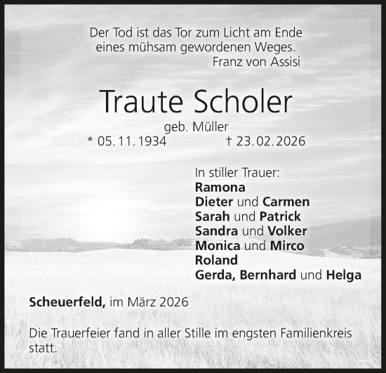 Anzeige von Traute Scholer von MGO