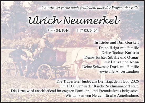 Anzeige von Ulrich Neumerkel von MGO