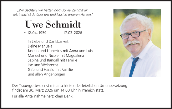 Anzeige von Uwe Schmidt von MGO
