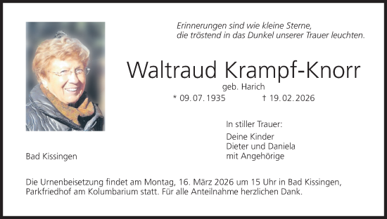 Anzeige von Waltraud Krampf-Knorr von MGO