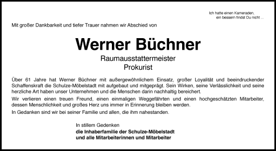 Anzeige von Werner Büchner von MGO