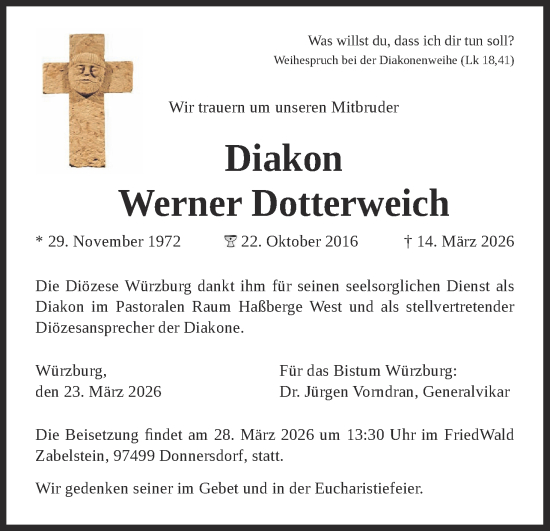 Anzeige von Werner Dotterweich von MGO