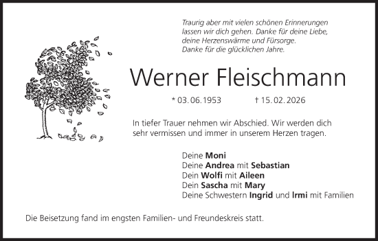 Anzeige von Werner Fleischmann von MGO