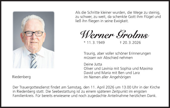 Anzeige von Werner Grolms von MGO