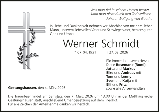 Anzeige von Werner Schmidt von MGO