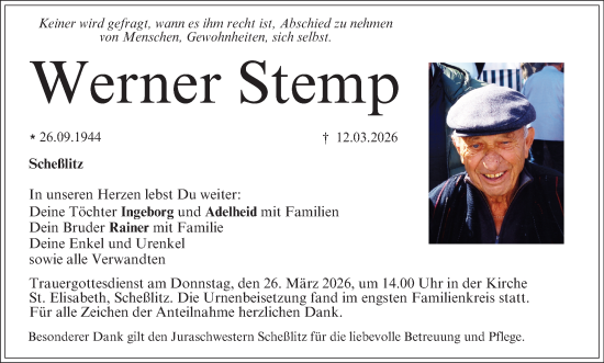 Anzeige von Werner Stemp von MGO