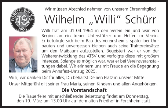Anzeige von Wilhelm Schürr von MGO