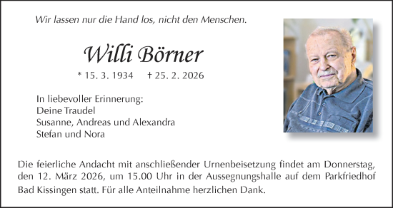 Anzeige von Willi Börner von MGO