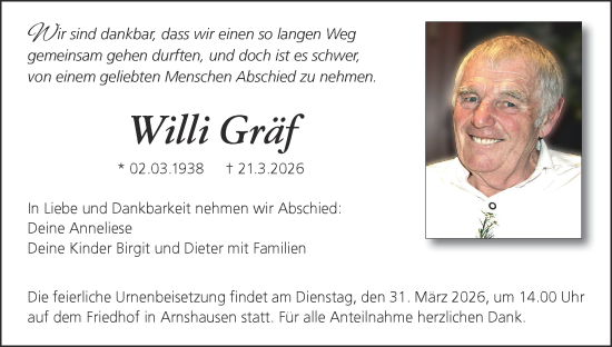 Anzeige von Willi Gräf von MGO