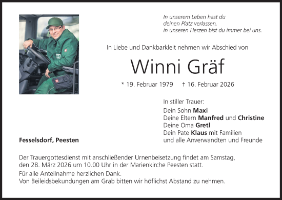 Anzeige von Winni Gräf von MGO