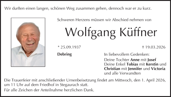 Anzeige von Wolfgang Küffner von MGO