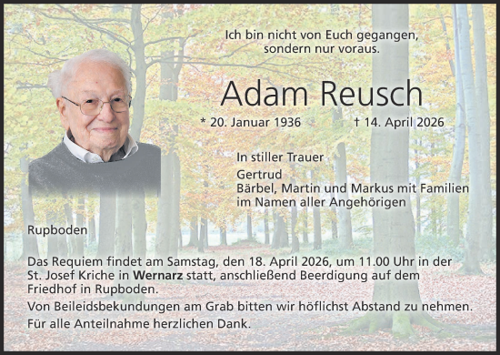 Anzeige von Adam Reusch von MGO