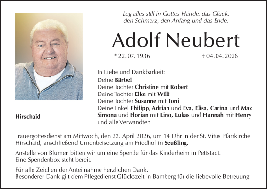 Anzeige von Adolf Neubert von MGO