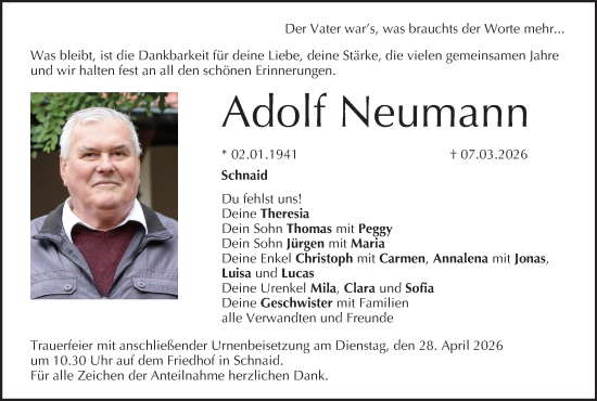 Anzeige von Adolf Neumann von MGO