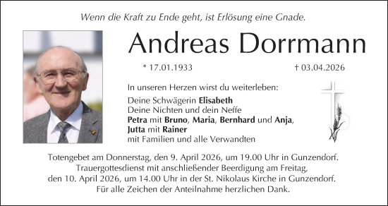 Anzeige von Andreas Dorrmann von MGO
