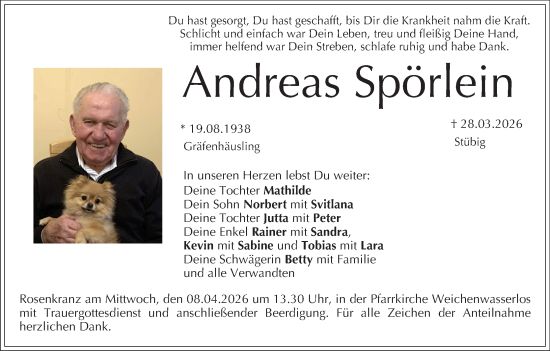 Anzeige von Andreas Spörlein von MGO