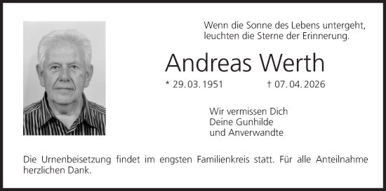 Anzeige von Andreas Werth von MGO