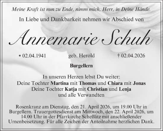 Anzeige von Annemarie Schuh von MGO