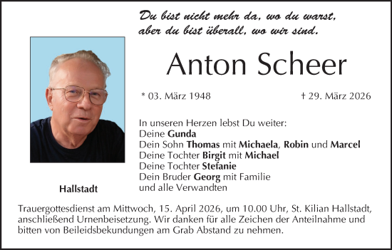 Anzeige von Anton Scheer von MGO