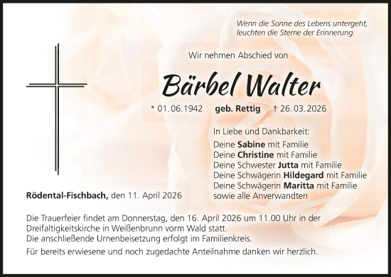 Anzeige von Bärbel Walter von MGO