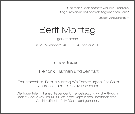 Anzeige von Berit Montag von MGO