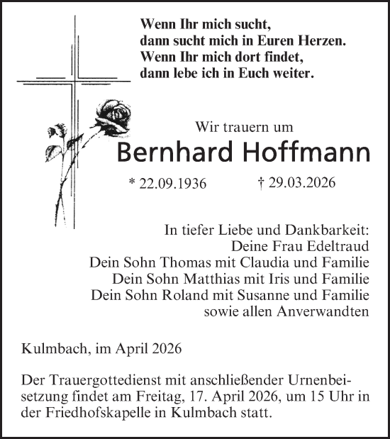 Anzeige von Bernhard Hoffmann von MGO