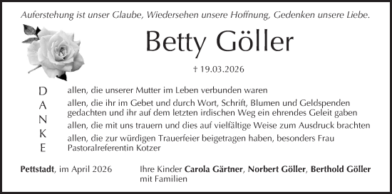 Anzeige von Betty Göller von MGO