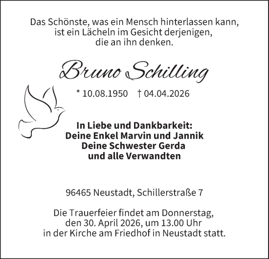 Anzeige von Bruno Schilling von MGO
