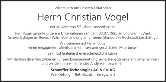 Anzeige von Christian Vogel von MGO