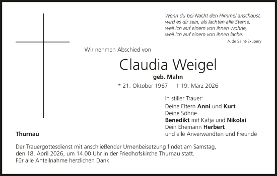 Anzeige von Claudia Weigel von MGO