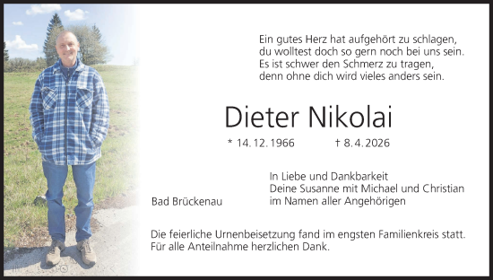 Anzeige von Dieter Nikolai von MGO