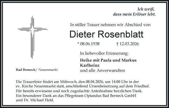 Anzeige von Dieter Rosenblatt von MGO