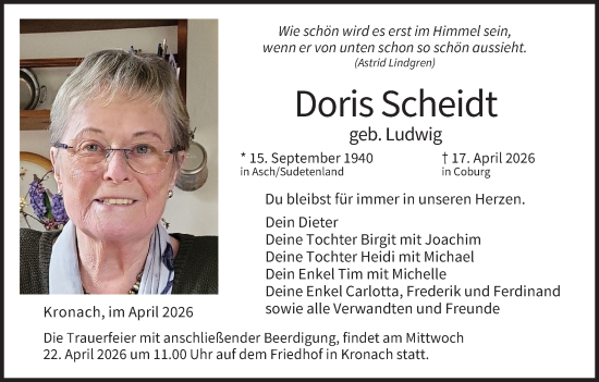Anzeige von Doris Scheidt von MGO